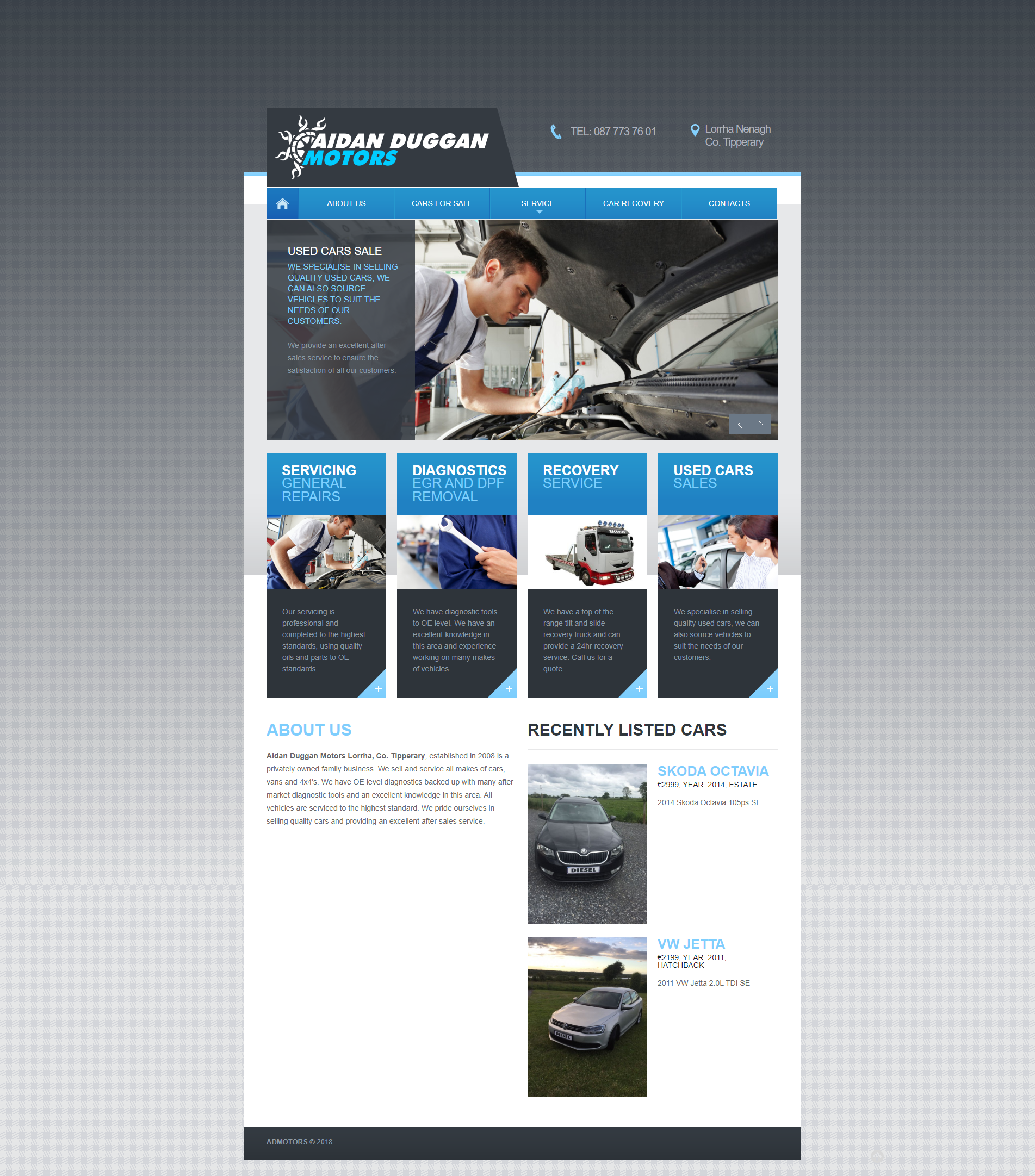 Strona serwisu samochodowego