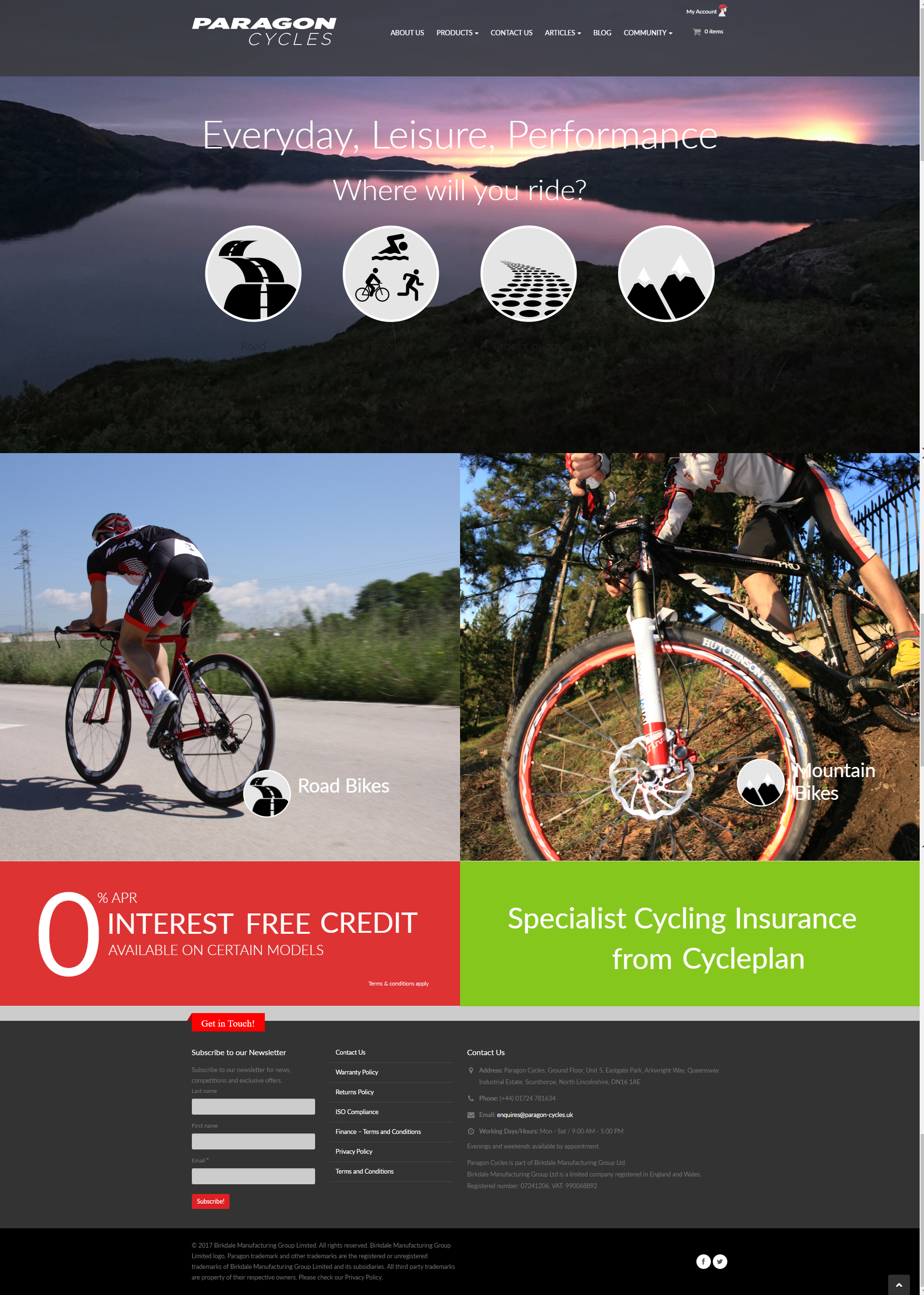 Strona sklepu z rowerami